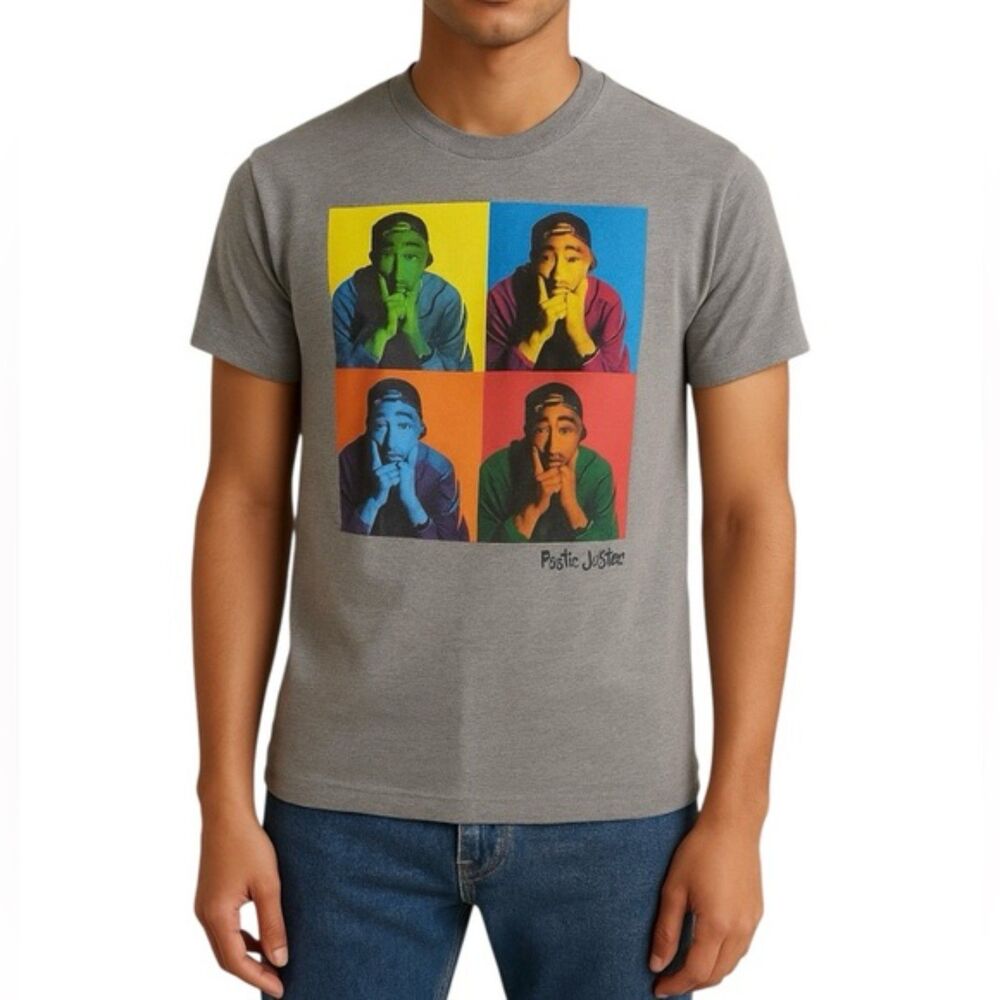 Poetic Justice Tupac Graphic T-Shirt in Gray | Size XS